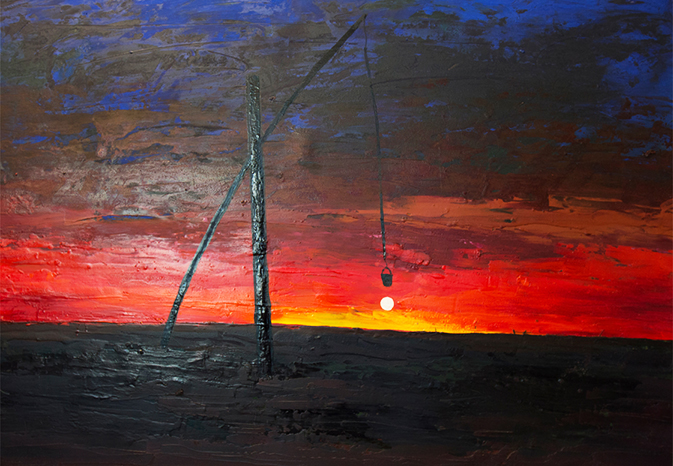 «На Хортобаді вечоріє». 2015. Картон, олія